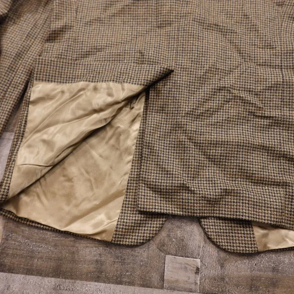 Brooks Brothers 346 Lambswool‎ Blazer Men’s 42R Brown Houndstooth Made in Poland
